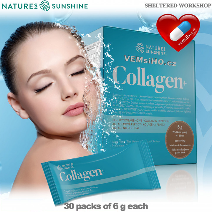 Nature's Sunshine Collagen+ | KOLAGÉN + VITAMÍN C + ZINOK + KYSELINA HYALURÓNOVÁ | 30 sáčkov po 6 g ❤ VEMsiHO.cz ❤ 100% Prírodné doplnky stravy, kozmetika, esenciálne oleje