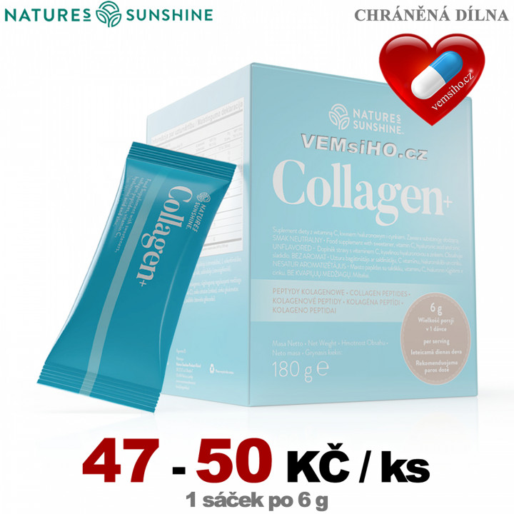 Nature's Sunshine COLLAGEN+ | Kolagén+ | KRÁSNA PLEŤ, ZDRAVÉ VLASY, NECHTY, KĹBY | 1 sáčok po 6 g ❤ VEMsiHO.cz ❤ 100% Prírodné doplnky stravy, kozmetika, esenciálne oleje