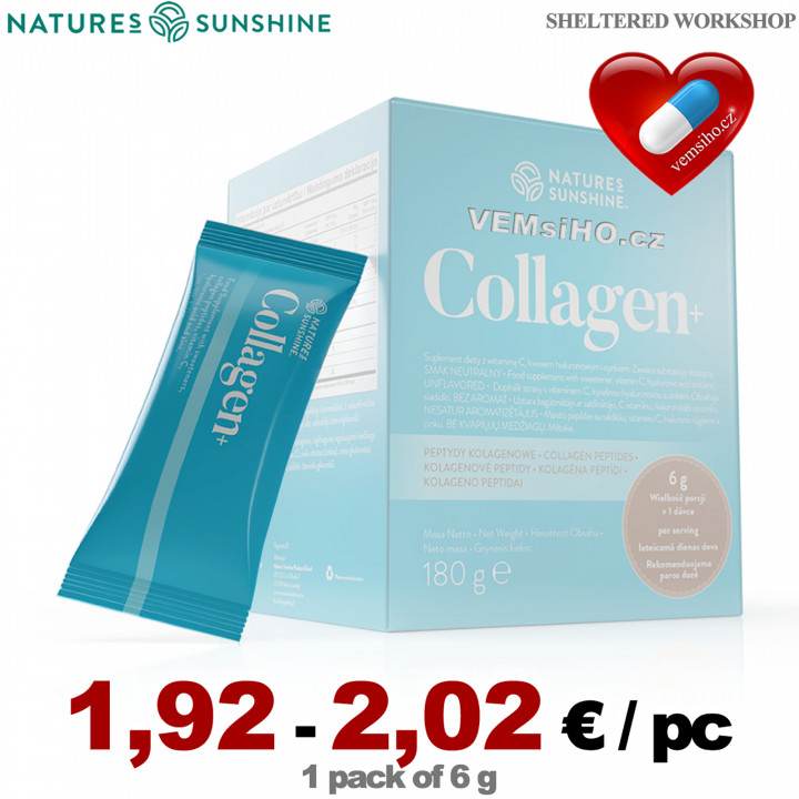 Nature's Sunshine COLLAGEN+ | Kolagén+ | KRÁSNA PLEŤ, ZDRAVÉ VLASY, NECHTY, KĹBY | 1 sáčok po 6 g ❤ VEMsiHO.cz ❤ 100% Prírodné doplnky stravy, kozmetika, esenciálne oleje