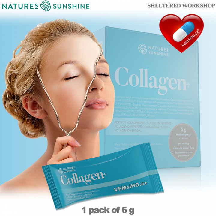 Nature's Sunshine COLLAGEN+ | Kolagén+ | KRÁSNA PLEŤ, ZDRAVÉ VLASY, NECHTY, KĹBY | 1 sáčok po 6 g ❤ VEMsiHO.cz ❤ 100% Prírodné doplnky stravy, kozmetika, esenciálne oleje