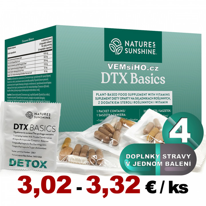 Nature's Sunshine DTX Basics | JEDINEČNÁ KOMBINACE BYLIN, VITAMÍNŮ, PROBIOTIK | 30 sáčků po 4 g ❤ VEMsiHO.cz ❤ 100% Přírodní doplňky stravy, kosmetika, esenciální oleje