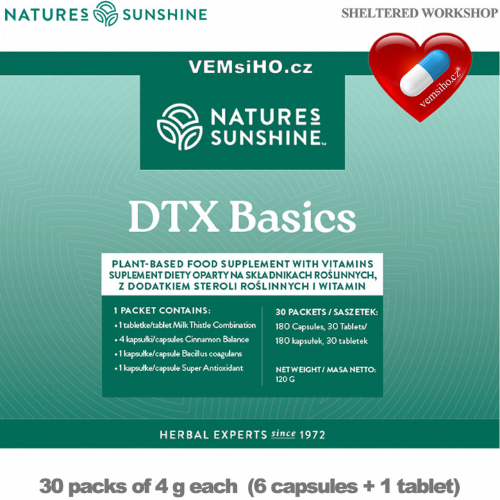 Nature's Sunshine DTX Basics | JEDINEČNÁ KOMBINÁCIA BYLÍN, VITAMÍNOV, PROBIOTIK | 30 sáčkov po 4 g ❤ VEMsiHO.cz ❤ 100% Prírodné doplnky stravy, kozmetika, esenciálne oleje