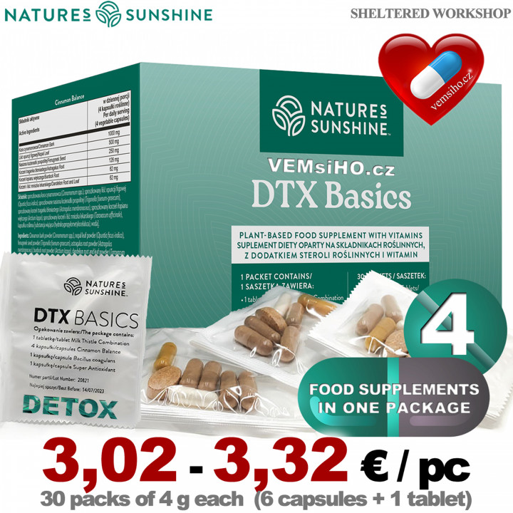 Nature's Sunshine DTX Basics | JEDINEČNÁ KOMBINACE BYLIN, VITAMÍNŮ, PROBIOTIK | 30 sáčků po 4 g ❤ VEMsiHO.cz ❤ 100% Přírodní doplňky stravy, kosmetika, esenciální oleje