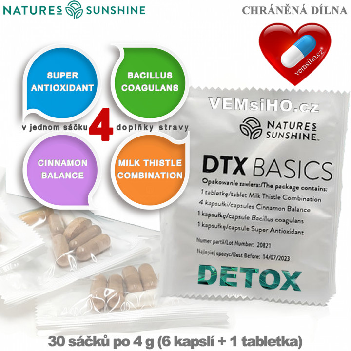 Nature's Sunshine DTX Basics | JEDINEČNÁ KOMBINACE BYLIN, VITAMÍNŮ, PROBIOTIK | 30 sáčků po 4 g ❤ VEMsiHO.cz ❤ 100% Přírodní doplňky stravy, kosmetika, esenciální oleje