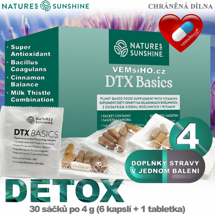 Nature's Sunshine DTX Basics | JEDINEČNÁ KOMBINÁCIA BYLÍN, VITAMÍNOV, PROBIOTIK | 30 sáčkov po 4 g ❤ VEMsiHO.cz ❤ 100% Prírodné doplnky stravy, kozmetika, esenciálne oleje