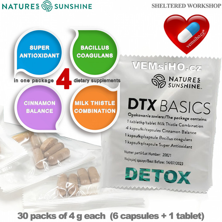 Nature's Sunshine DTX Basics | JEDINEČNÁ KOMBINACE BYLIN, VITAMÍNŮ, PROBIOTIK | 30 sáčků po 4 g ❤ VEMsiHO.cz ❤ 100% Přírodní doplňky stravy, kosmetika, esenciální oleje