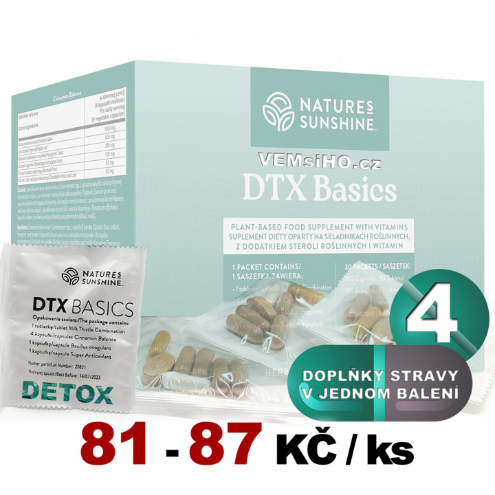 Nature's Sunshine DTX Basics | DETOX | 1 pack of 4 g (6 capsules + 1 tablet) ❤ VEMsiHO.cz ❤ 100% Natural food supplements, cosmetics, essential oils