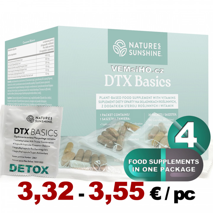 Nature's Sunshine DTX Basics | DETOX | 1 sáček po 4 g (6 kapslí + 1 tabletka) ❤ VEMsiHO.cz ❤ 100% Přírodní doplňky stravy, kosmetika, esenciální oleje