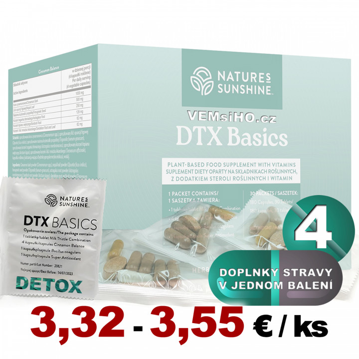 Nature's Sunshine DTX Basics | DETOX | 1 sáček po 4 g (6 kapslí + 1 tabletka) ❤ VEMsiHO.cz ❤ 100% Přírodní doplňky stravy, kosmetika, esenciální oleje