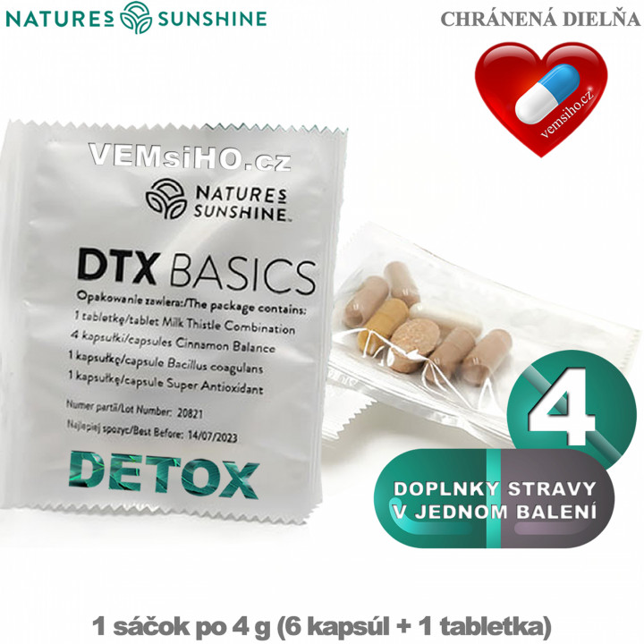 Nature's Sunshine DTX Basics | DETOX | 1 pack of 4 g (6 capsules + 1 tablet) ❤ VEMsiHO.cz ❤ 100% Natural food supplements, cosmetics, essential oils