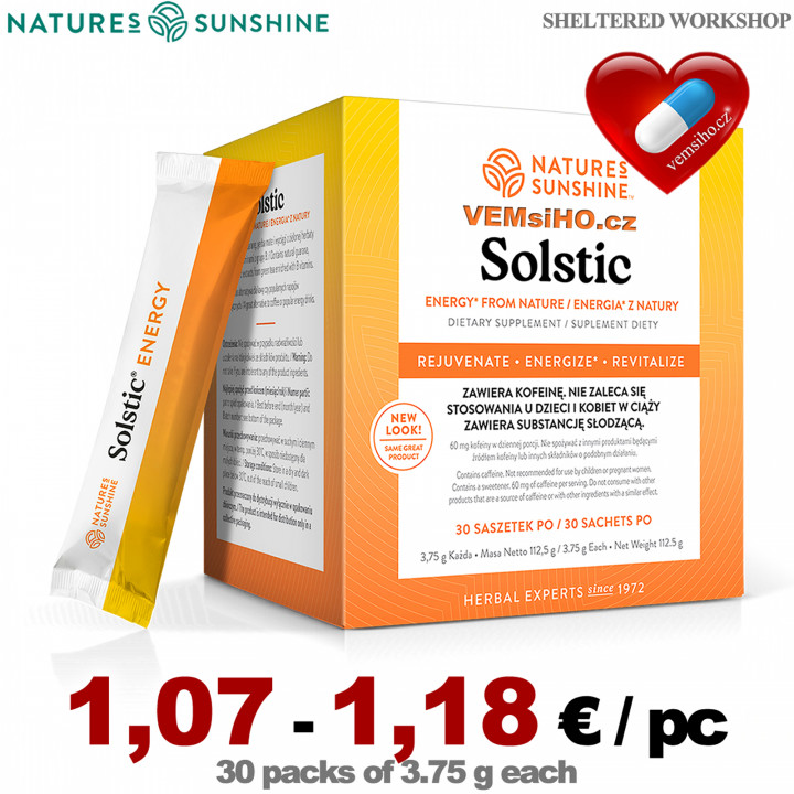 Nature's Sunshine SOLSTIC Energia z prírody | ENERGIA PO MNOHO HODÍN | 30 sáčkov po 3,75 g ❤ VEMsiHO.cz ❤ 100% Prírodné doplnky stravy, kozmetika, esenciálne oleje